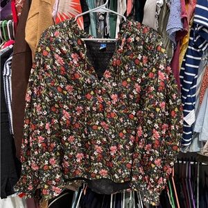 Old Navy Black Floral Blouse